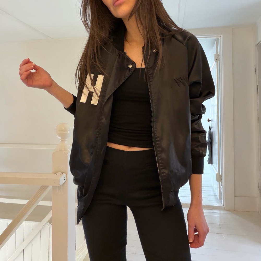 Hotel 1171 Hotel CA Satin Bomber Jacket Black Size XS
